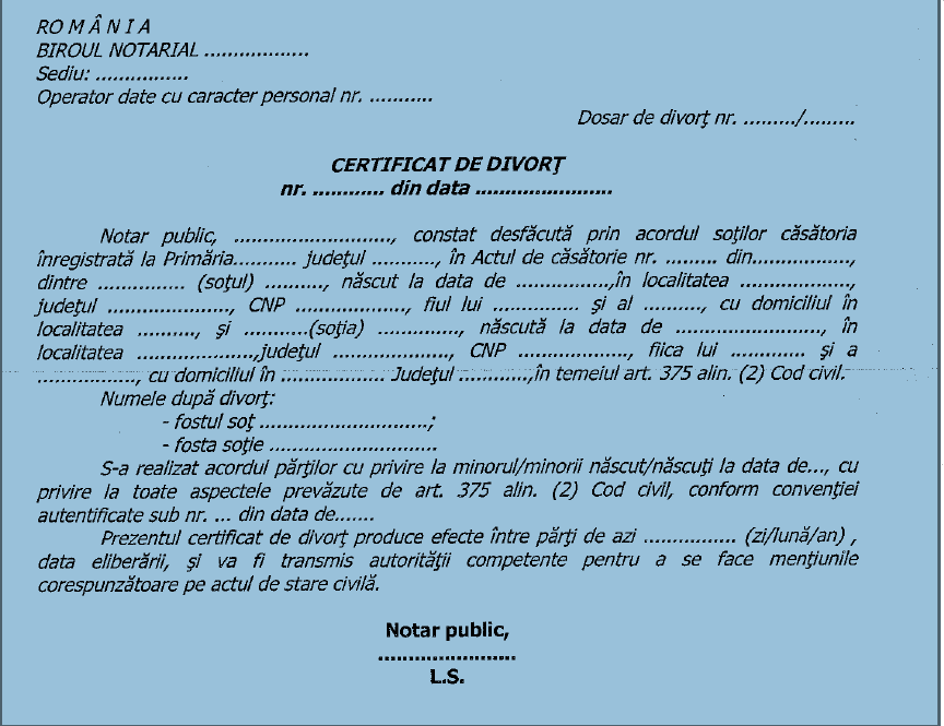 certificat divort